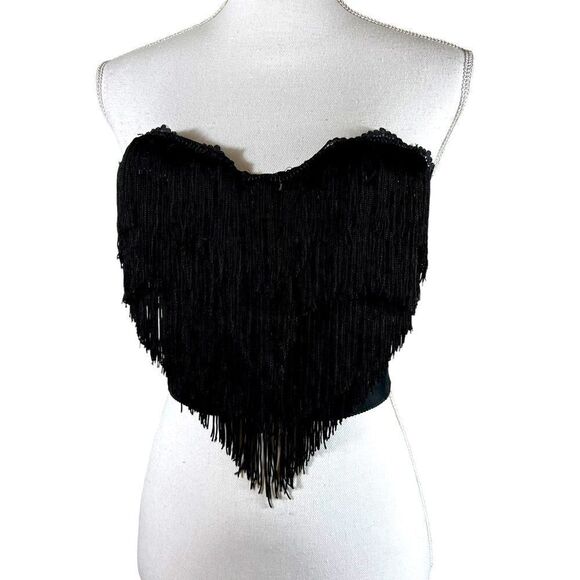Vintage 1990’s Candice Black Fringe Bralette - Picture 3 of 8